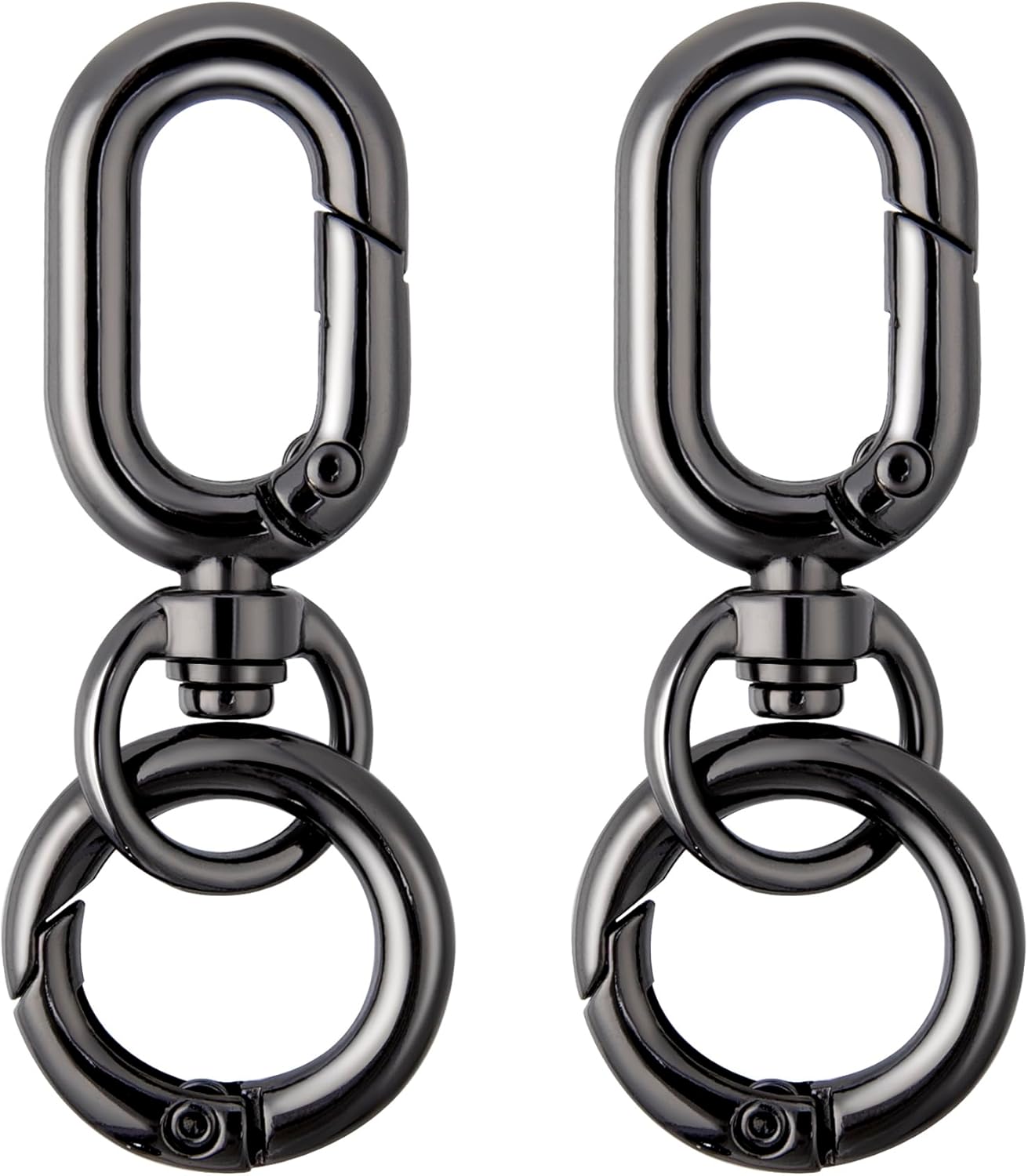 OIIKI 2 Sets Double Opening Swivel Clasp Clips, Metal Snap Hooks, Black