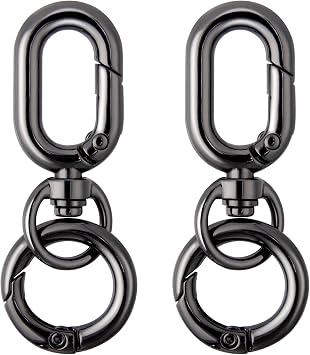 OIIKI 2 Sets Double Opening Swivel Clasp Clips, Metal Snap Hooks, Black