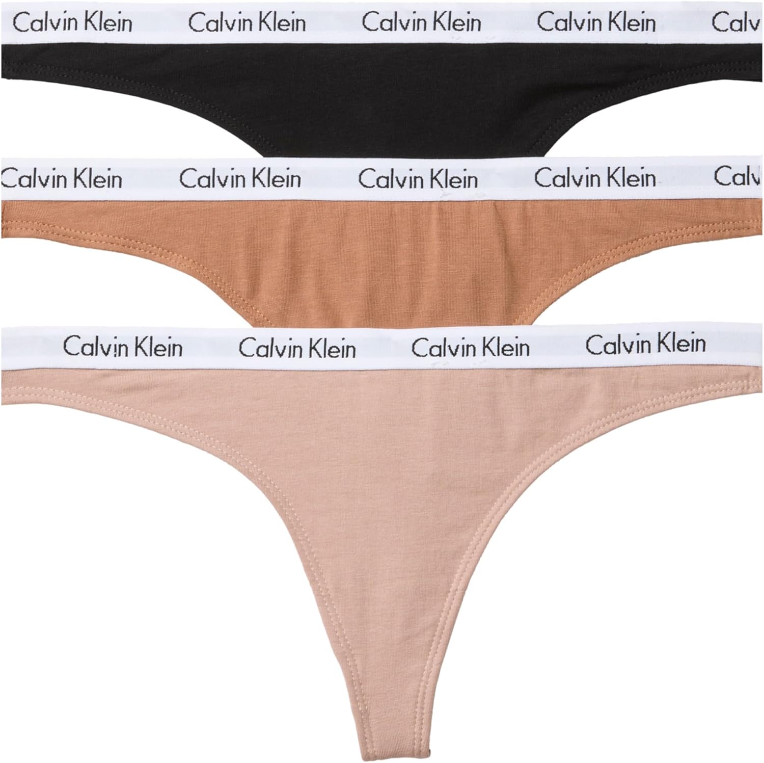 Calvin Klein womens Carousel Logo Cotton Stretch Thong Panties, Multipack