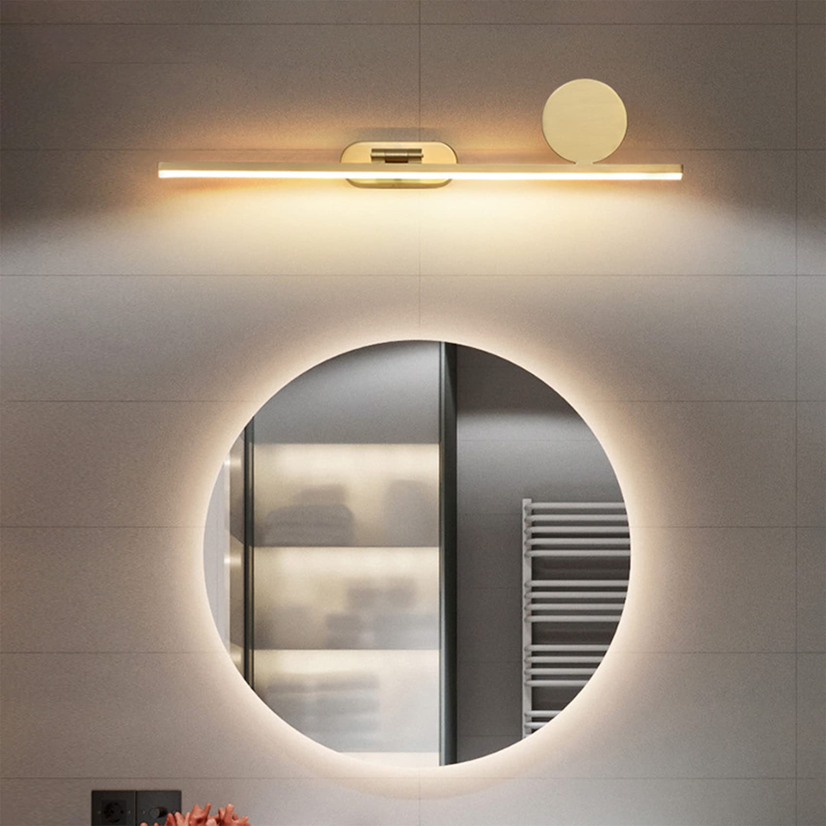 Lampe miroir en laiton chic pour salle de bain rétro 8W tête pivotante 40cm