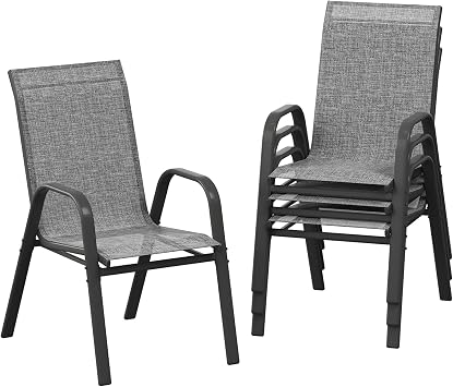 Garvee Patio Chairs Set of 4, Stackable Chairs with High Back for Backyard