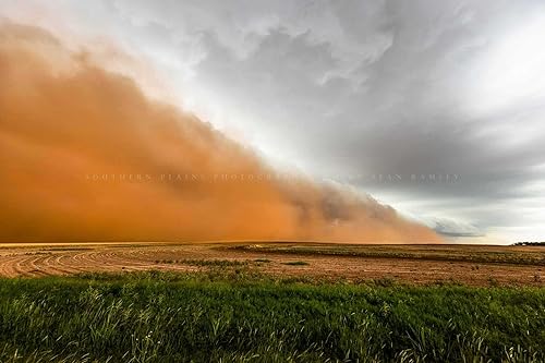 Haboob Photography Print (Not Framed) Picture of Dust Storm Sweeping Over Field on Stormy Spring Day in Texas Weather Wall Art Nature Decor