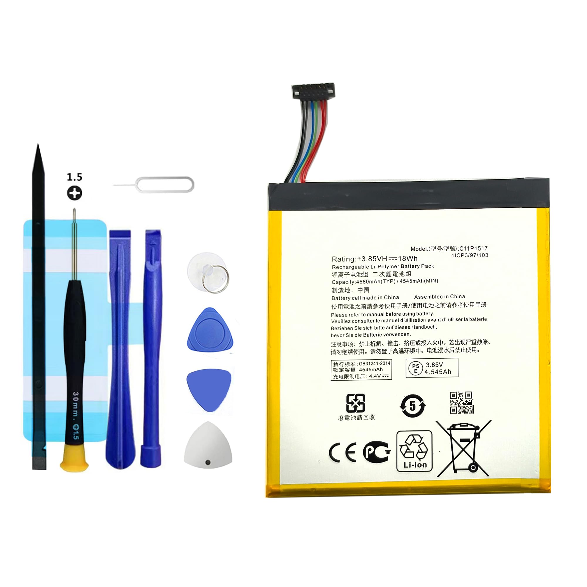 C11P1517 Batteria di ricambio per Zenpad 10 Z300M, batteria ricaricabile a 0 cicli, compatibile con ASUS Zenpad 10 Z300M Z300CNL Z301MFL P028 P00L con kit di riparazione
