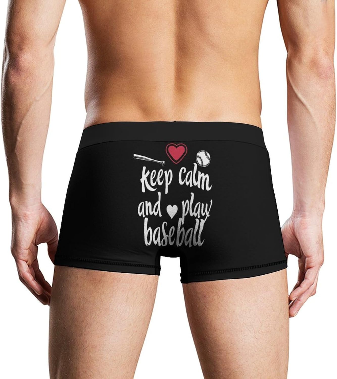 Keep Calm And Play Baseball Novelty Men's Trunks Soft Breathable Underwear Patterned Stretch Briefs
