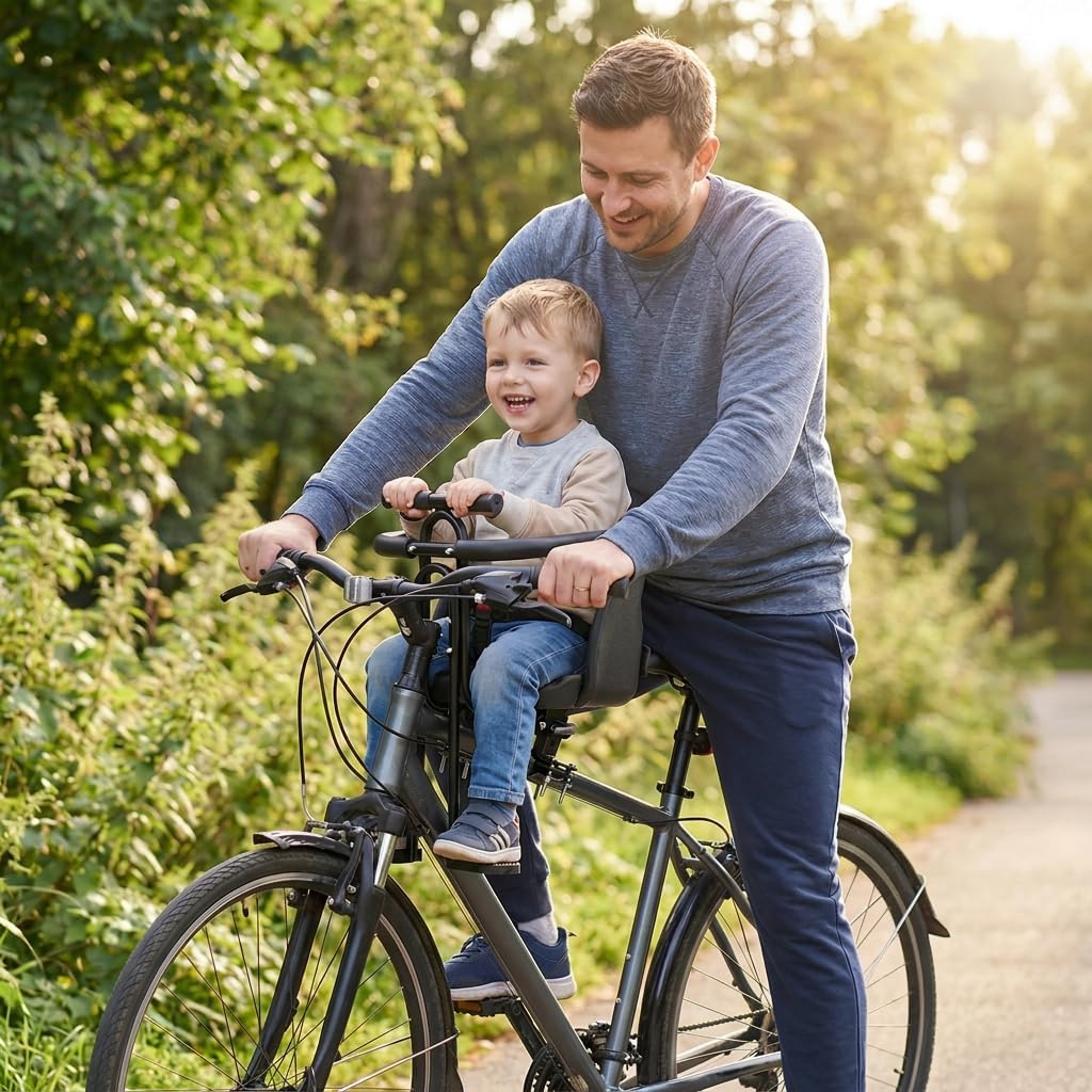Kid's Bike seat ,Free water bottle holder for Baby 10 Months to 4 Years Old | Front Mount Child Bike Seat With 3 Modes And Surround Safety Rail, Perfect For Outdoor Fun And Short Family Rides