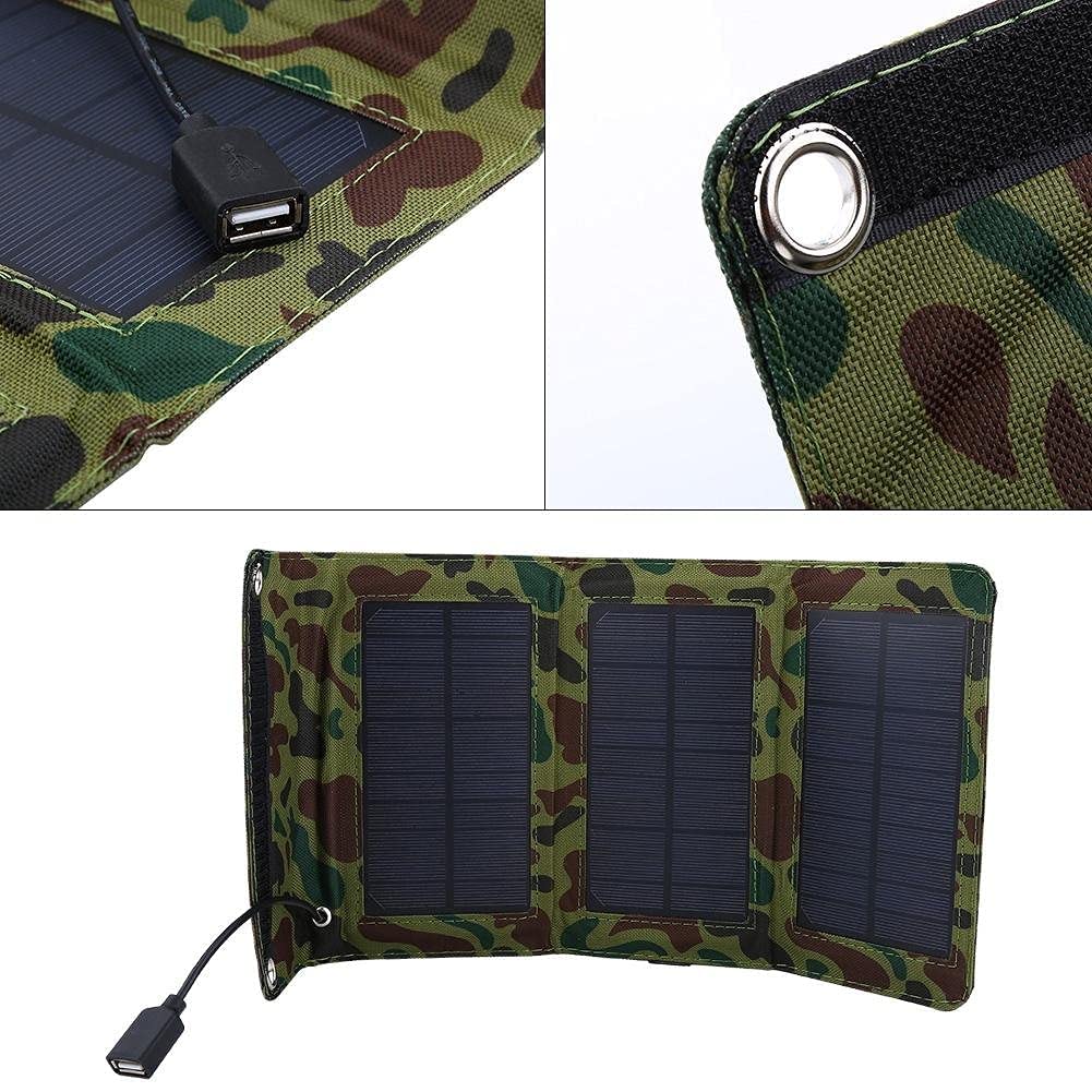 Caricatore Portatile Pieghevole per Pannello Solare 5W 5V Caricatore Portatile per Telefono Portatile USB Power Bank per Esterno per Il Campeggio