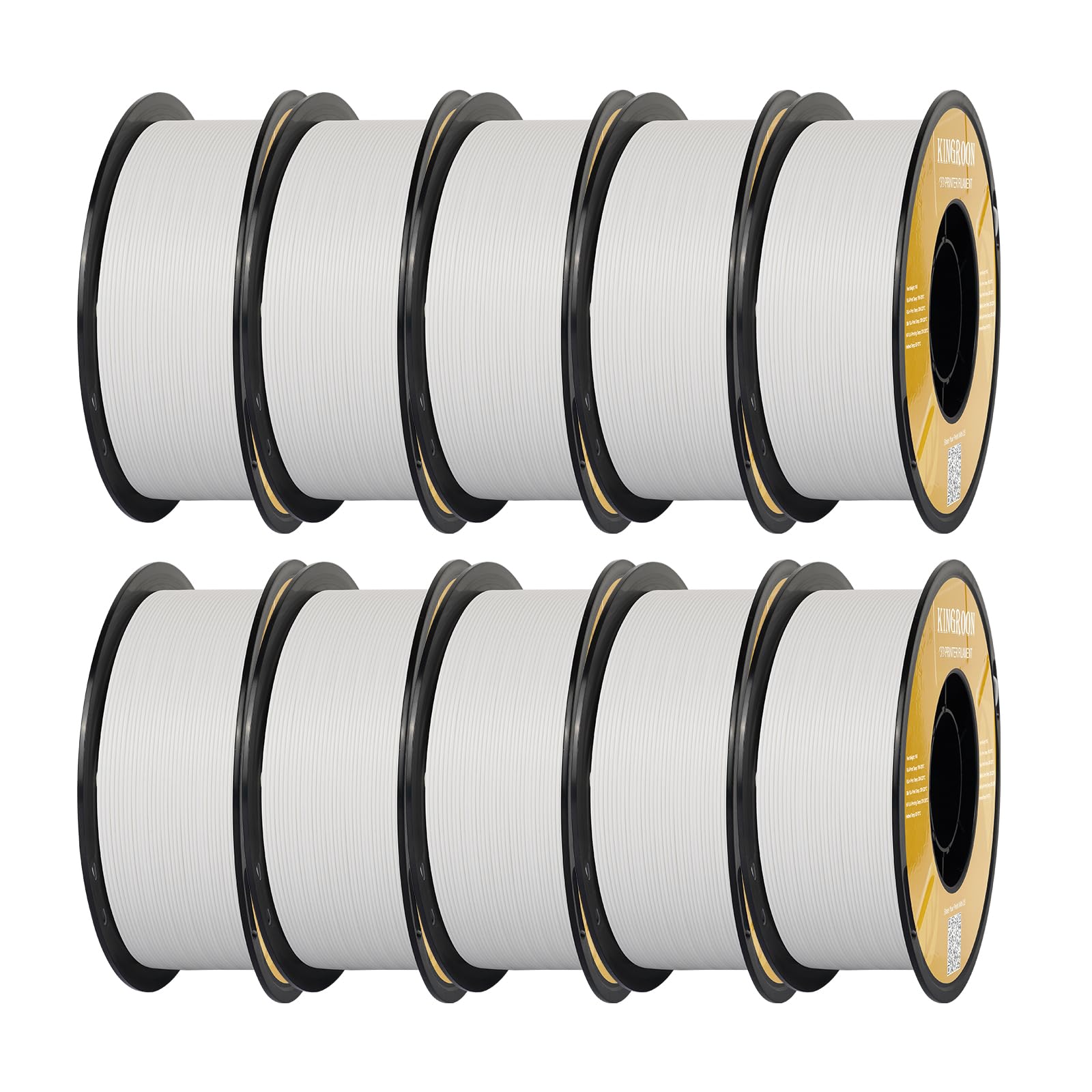 Kingroon Matte PLA Filament 1.75mm 3D Printer Filament Matte Filament 10kg Dimensional Accuracy +/- 0.02 mm (10 Rolls White)