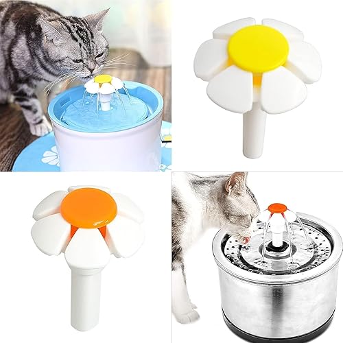 Miniatura 4 de Jowxsx Boquilla de fuente de agua para mascotas, flor amarilla de repuesto para cabeza para fuente de gato, dispensador automático de agua potable