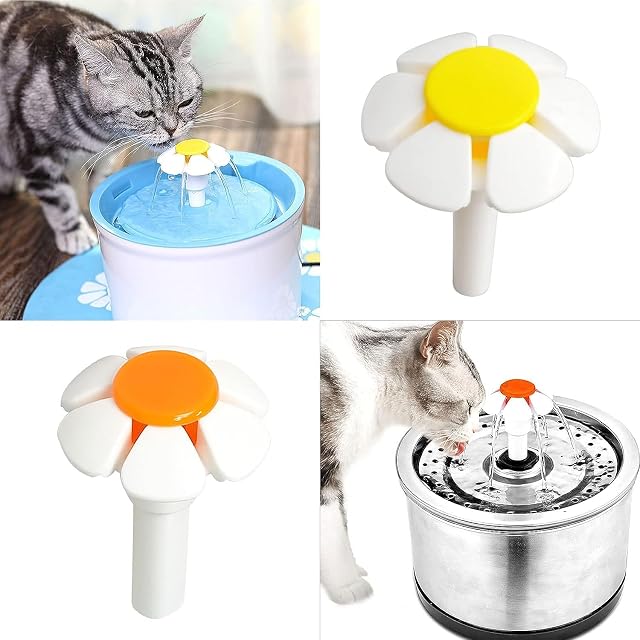 Foto 6 de 8 de Boquilla de repuesto para fuente de agua para mascotas, flor amarilla para cabeza para fuente de gato