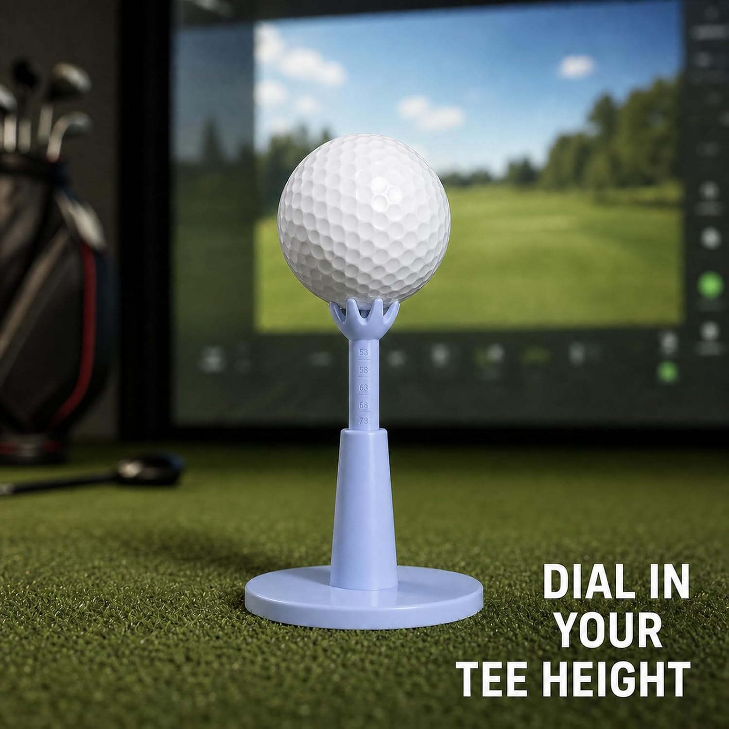 3 Pack Rotating Golf Tee for Mats, Height Adjustable 2.09 to 2.87 Inch, Rubber, Unbreakable Octopus Holder, Driving Range Simulator Practice