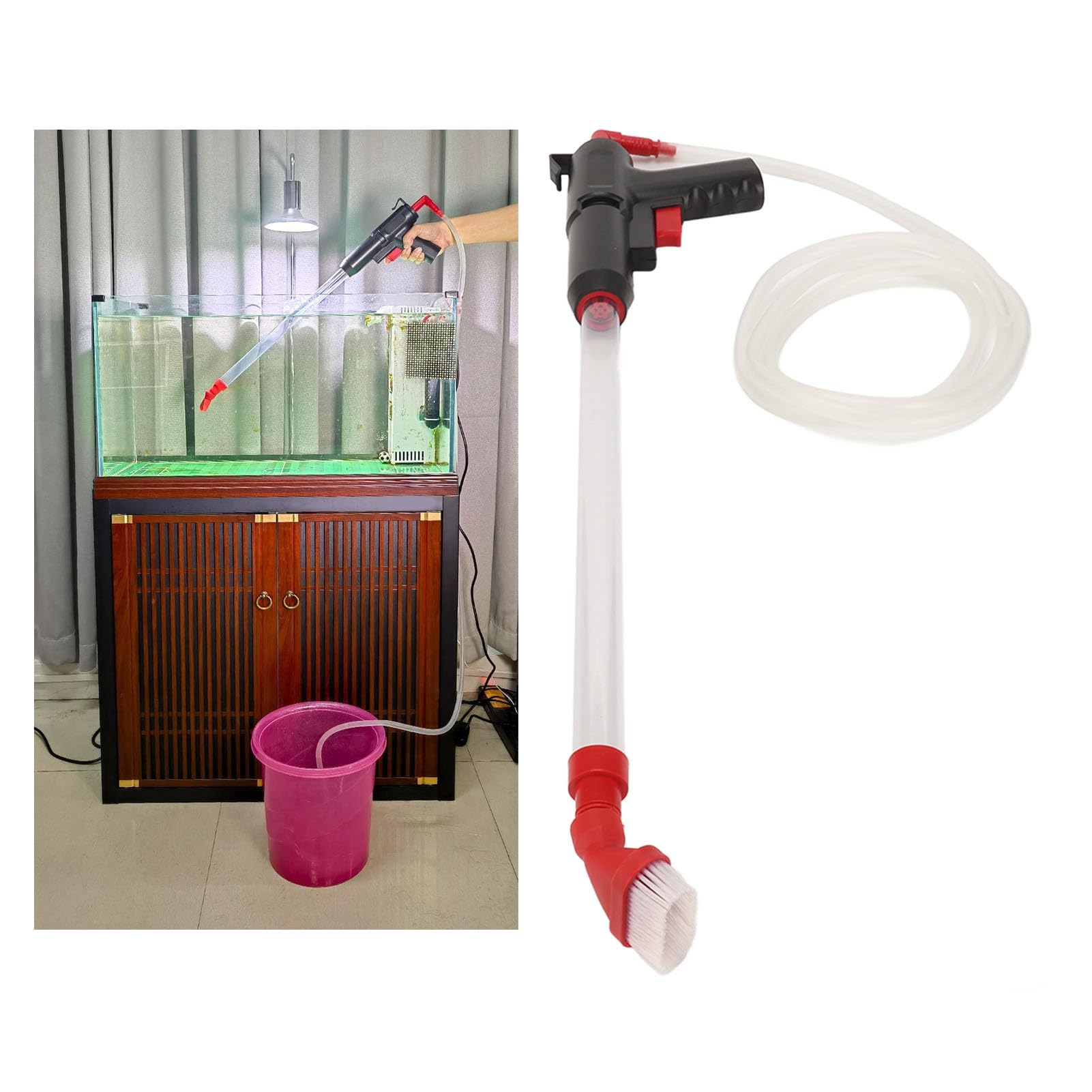 Aspirateur à Siphon Complet pour Aquarium avec Clip de débit d'eau réglable pour l'entretien des réservoirs Moyens et Grands, Un kit de Nettoyage de Gravier d'aquarium