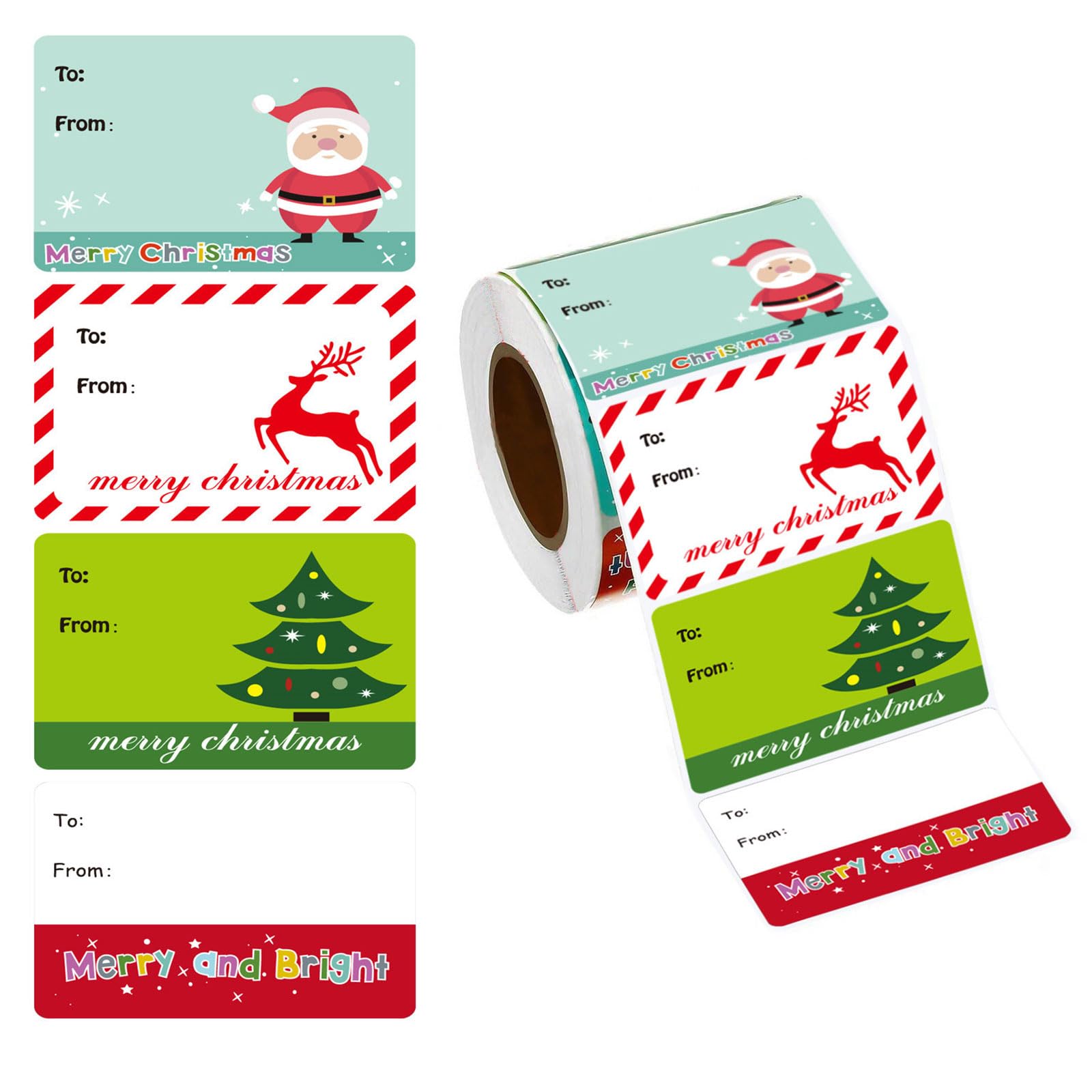 500Pcs Christmas Decorative Sticker 5x3.8cm Adhesive Wrapping Label for Seal Envelope Card Holiday Present Packaging Gift Wrapping Labels
