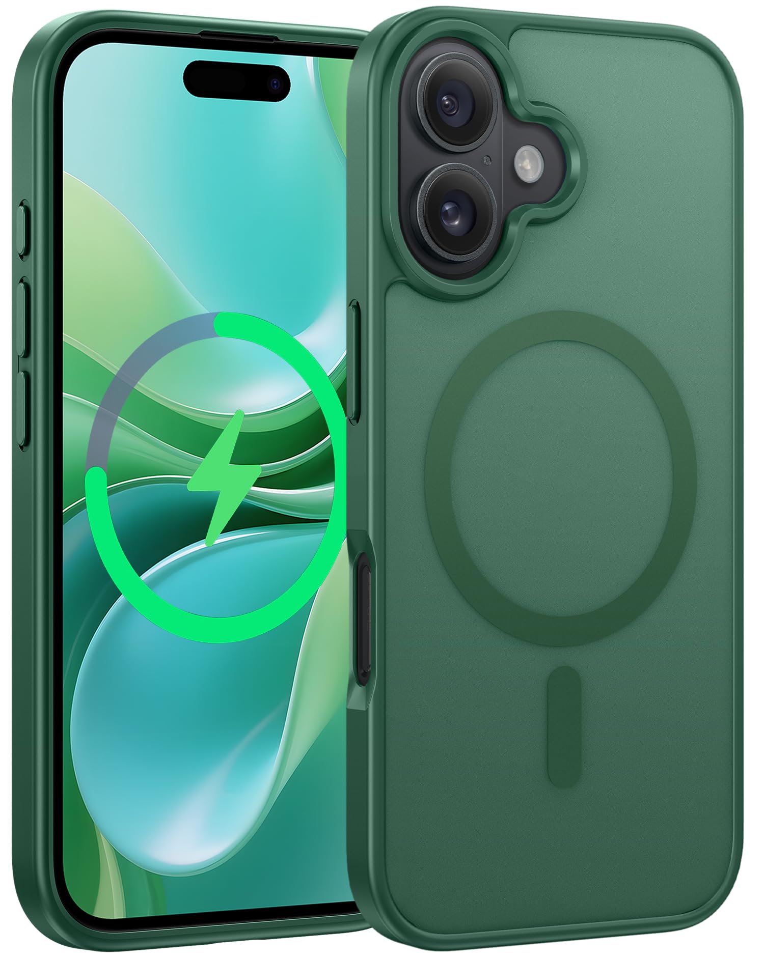 FNTCASE for iPhone 16 Phone Case: Magnetic Matte Textured Shockproof Military Grade Drop Protection Cell Phone Cover | Slim Rugged Anti-Slip Durable