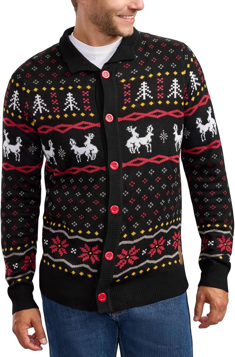 Tipsy Elves Men's Funny Christmas Cardigans - Ugly Christmas Sweater for Men with Embellished and Festive Designs