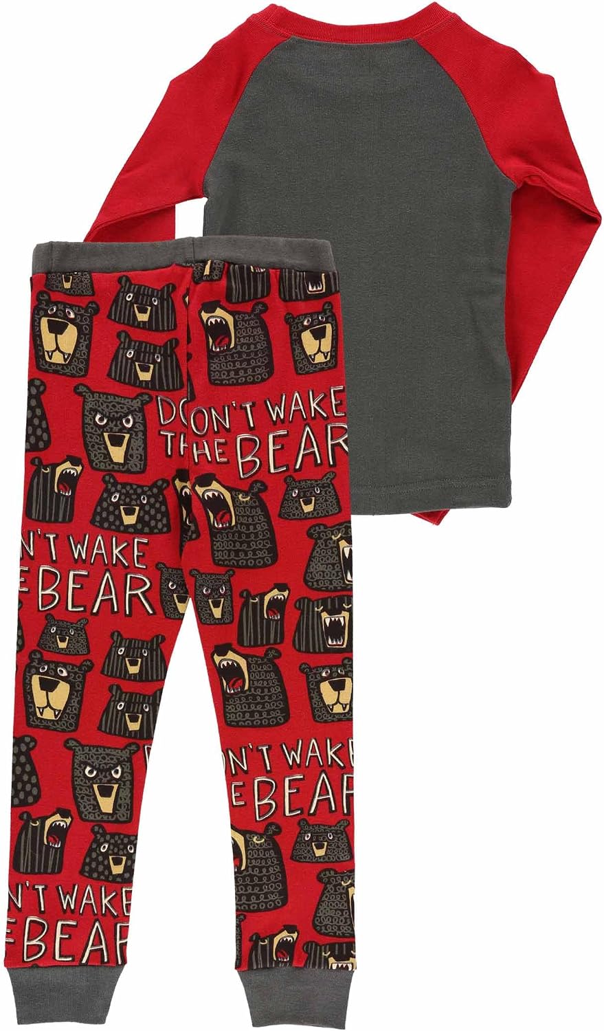 Lazy One Warm Long-Sleeve PJ Sets for Girls and Boys, Cozy, Comfy, Funny Kids' Pajama Sets, Animal, Bear & Moose