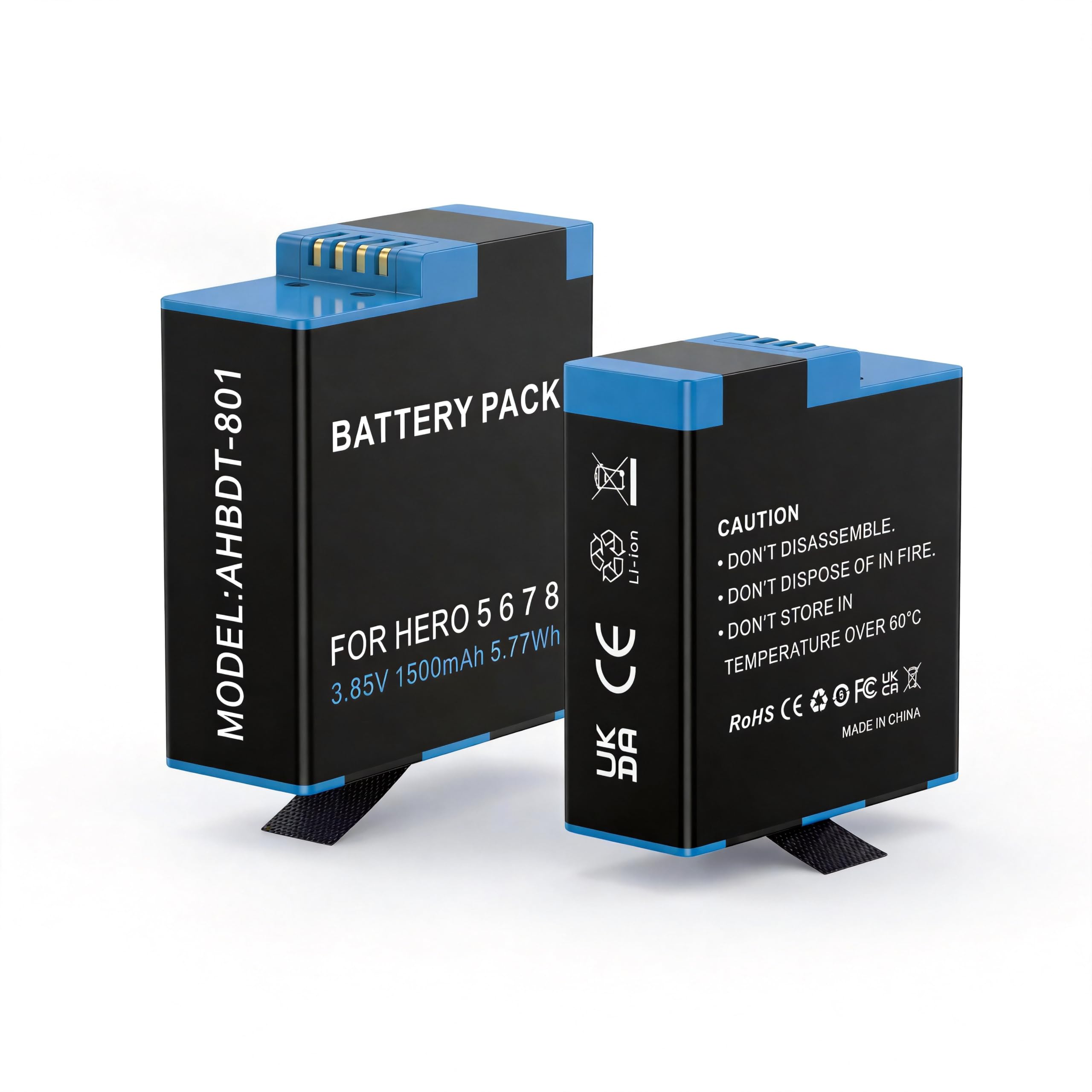 1500mAh Akku für Go Pro Hero 8/7/ 6/5 Sportkamera (1-Pack), 2026 Neues überarbeitet Ultra-hohe Kapazität Li-Ionen Ersatzbatterien