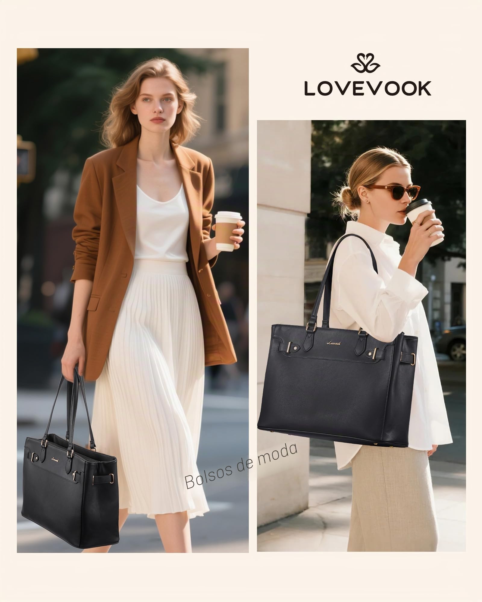 LOVEVOOK Bolso grande para ordenador portátil para mujer