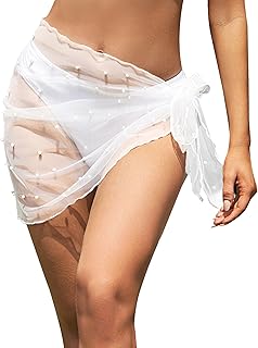 Womens 2025 Sarongs Beach Wraps Chiffon Beach Cover Up Short Sheer Bikini Wraps S-3XL