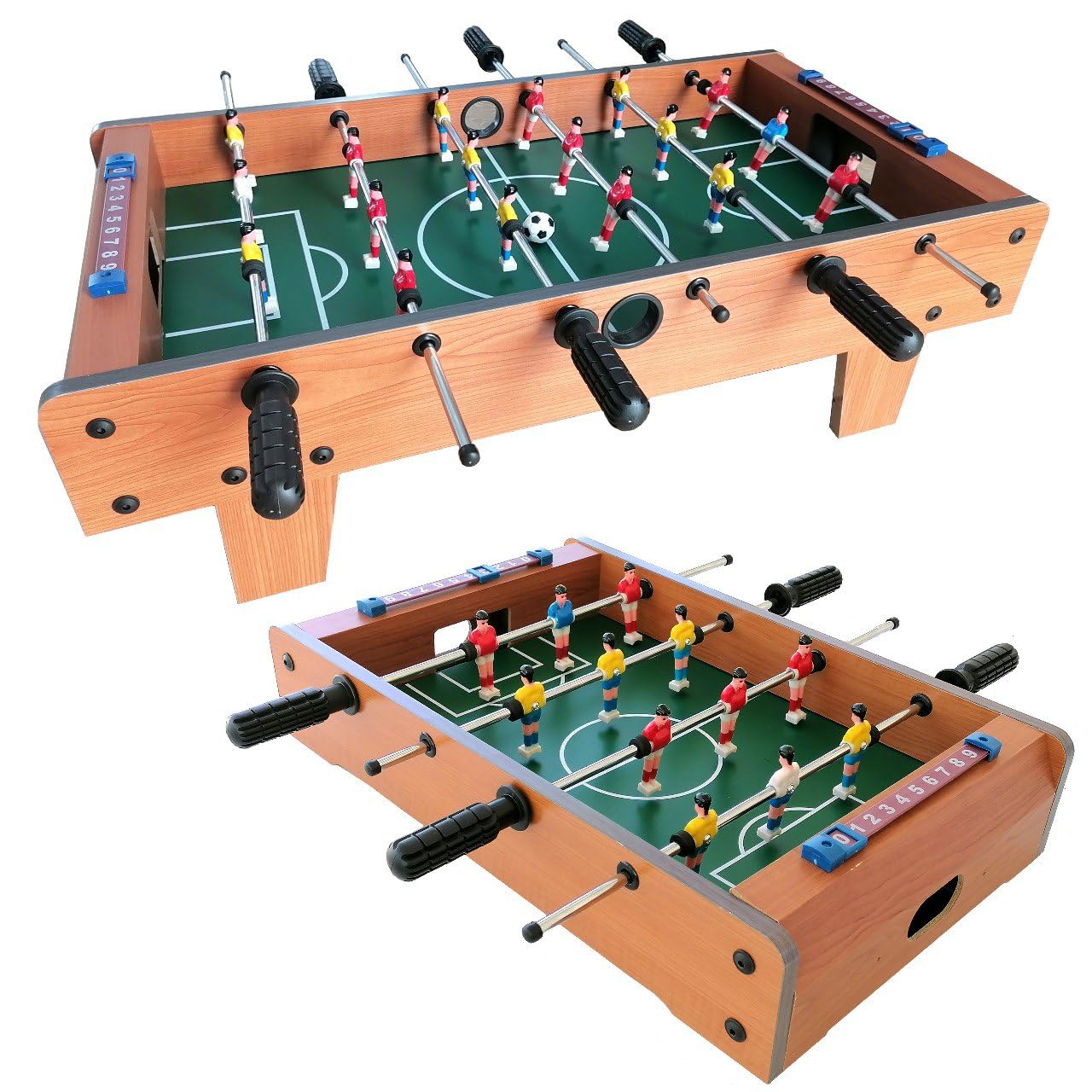 Calcetto Balilla Biliardino da Tavolo Shop SoftAir con Piedi Grandi o Senza Piedicm Aste con 3 Giocatori Segnapunti e 2 Palline da Gioco (Senza Piedi Small cm 51x31x11)