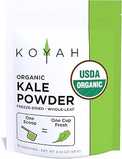 KOYAH Organic Freeze-Dried Kale Powder USA Grown - Equivalent to 30 Cups Fresh Whole Leaf, Vegan Superfood