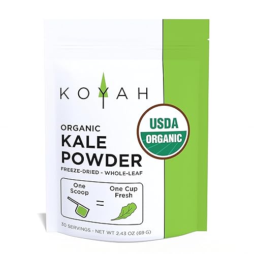 KOYAH - Polvo orgánico de col rizada de Estados Unidos (equivalente a 30 tazas frescas): liofilizado, polvo de hoja entera