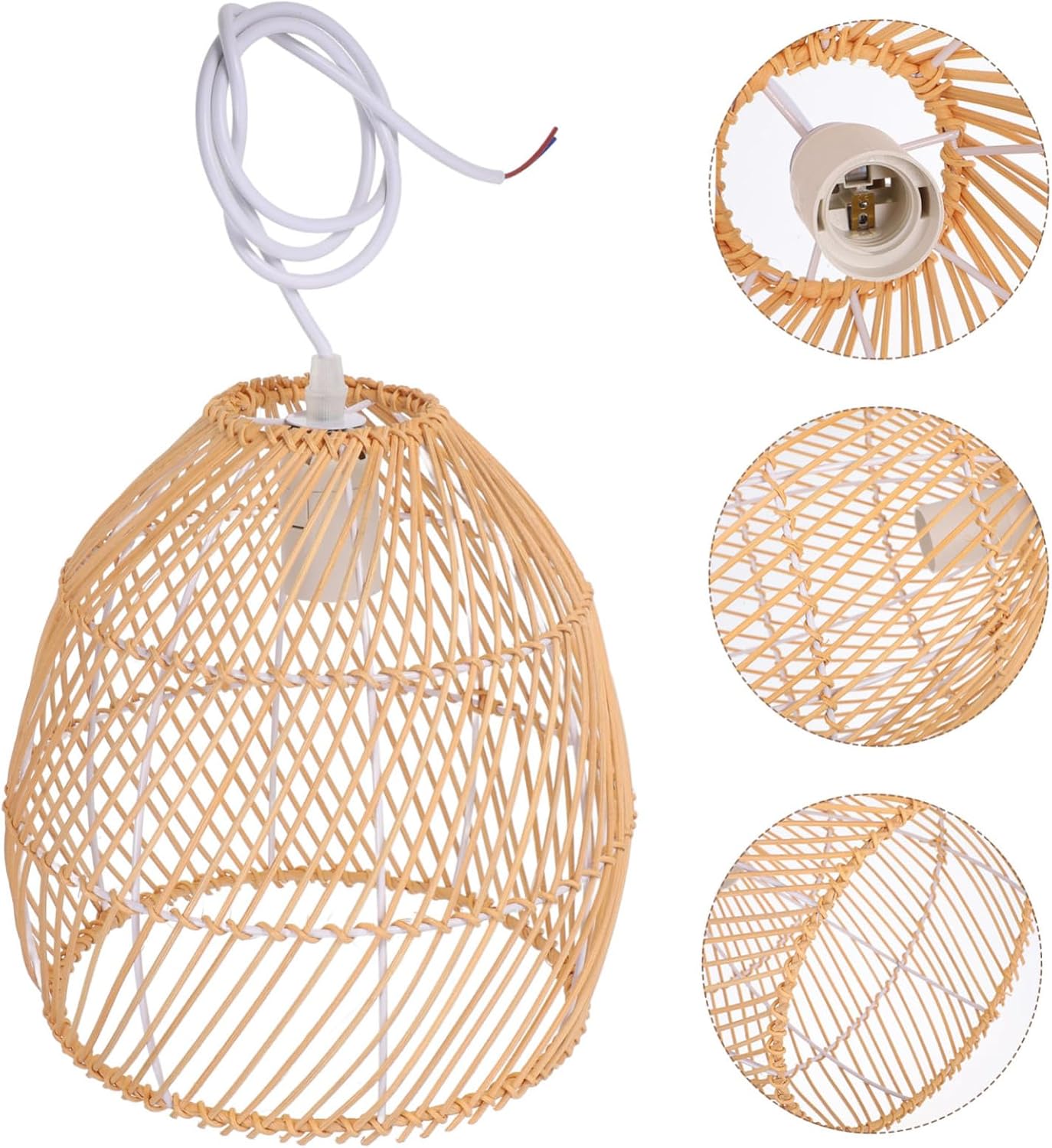 DOITOOL Ceiling Lamp Shade Woven Lampshade Open Bottom Easy Bulb Replacement for Home Decor