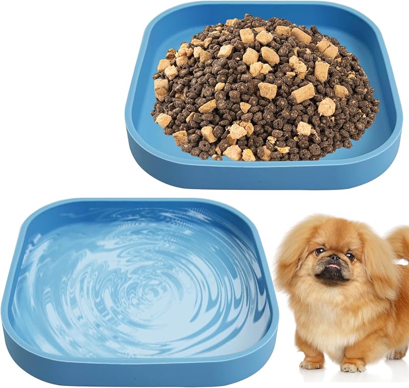 Pote raso de silicone para gatos e cães, modelo KA107-L-B2, 17,78 cm, pacote com 2