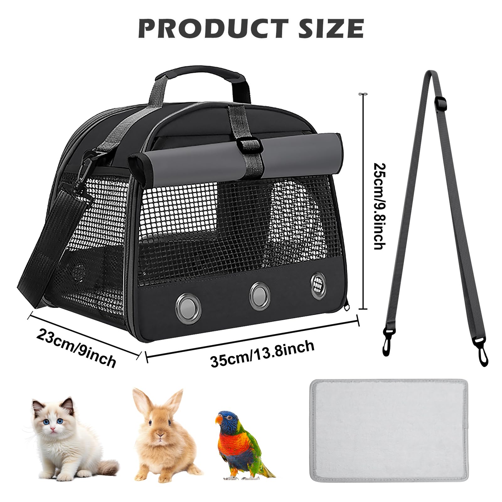 Sac de transport pour cochon d'Inde, boîte de transport pour lapin, petit sac de transport pour animal de compagnie, sac de voyage pour cochon d'Inde, pliable et respirant, boîte de transport pour