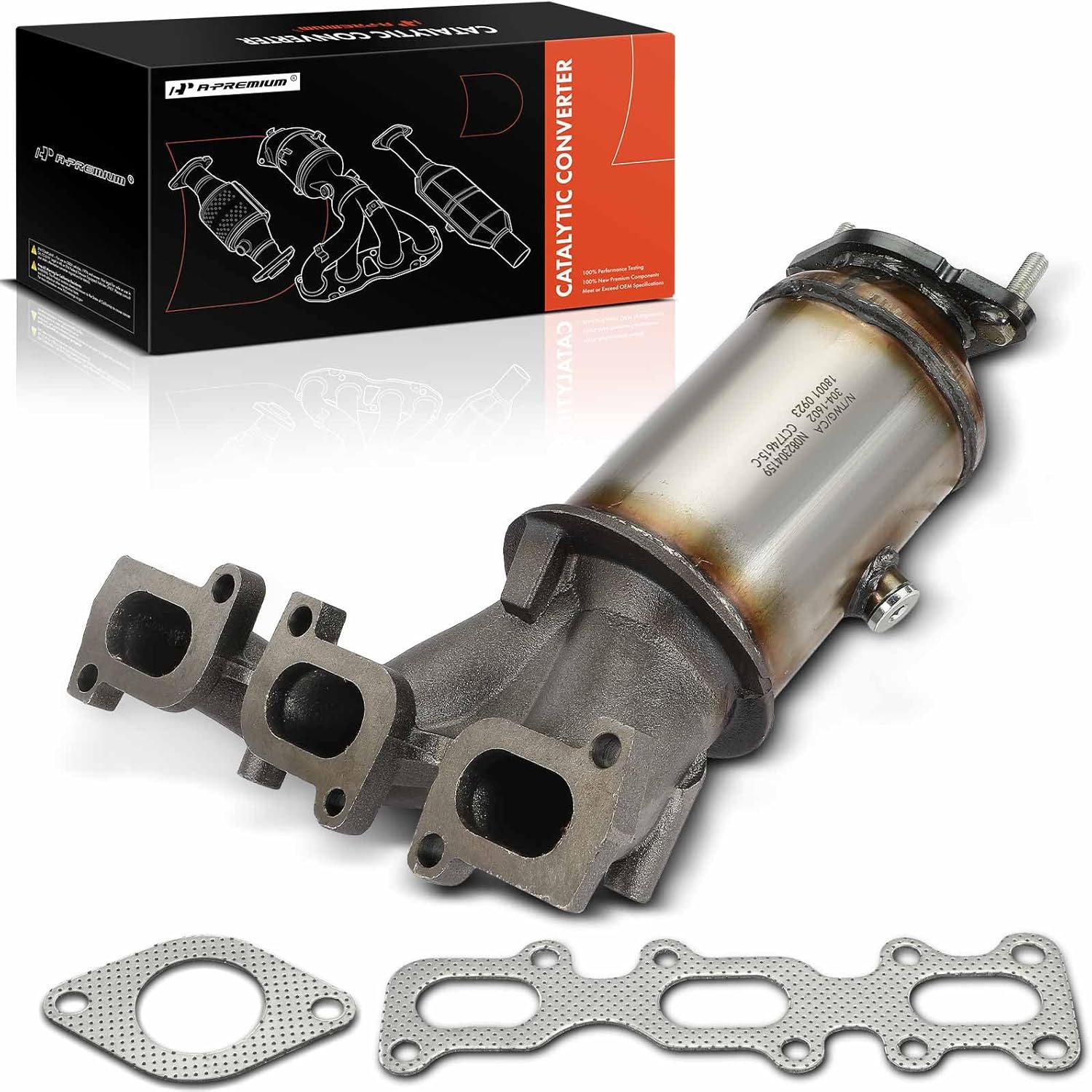 A-Premium Front Left Exhaust Manifold Catalytic Converter Kit Direct-Fit Compatible with Ford Explorer 2011-2012 3.5L, Edge 2011-2014 3.5L 3.7L & Lincoln MKX 2011-2015 3.7L, EPA Compliant