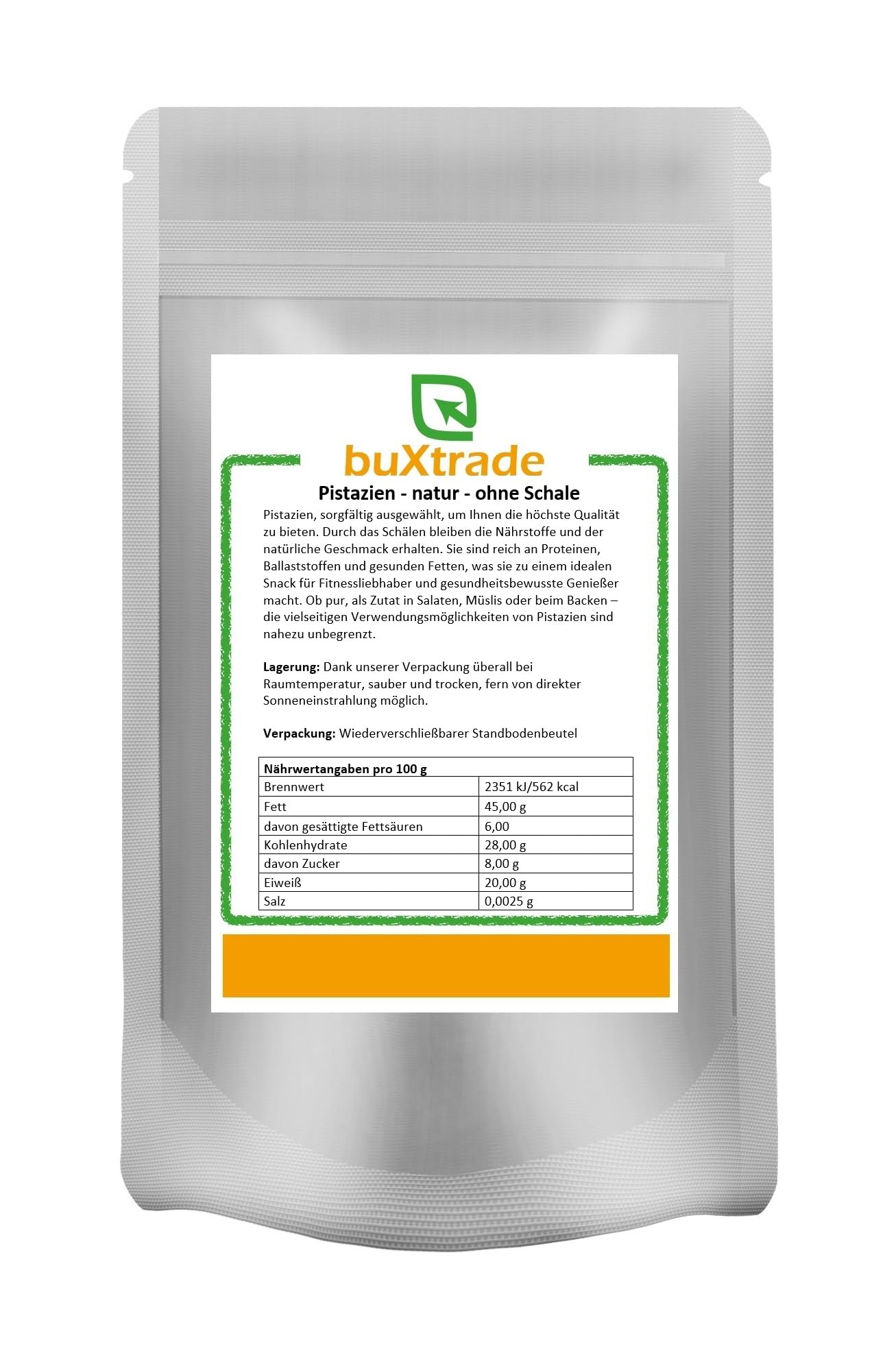 1 kg Pistazien Natur | ungesalzen | Nuss | Nüsse | Pistazienkerne ohne Schale | Buxtrade