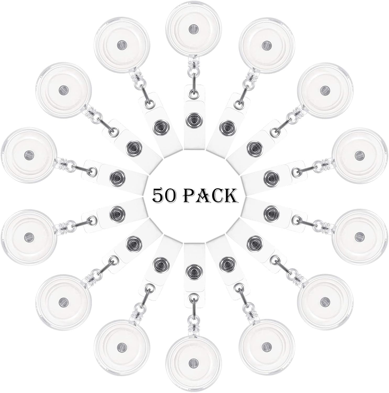 50 Pieces Retractable Badge Holder Reels with Swivel Alligator Clip, ID Card Holder Name Badge Reel Clips for Students Teachers Office Workers (Translucent Clear) - Image 7