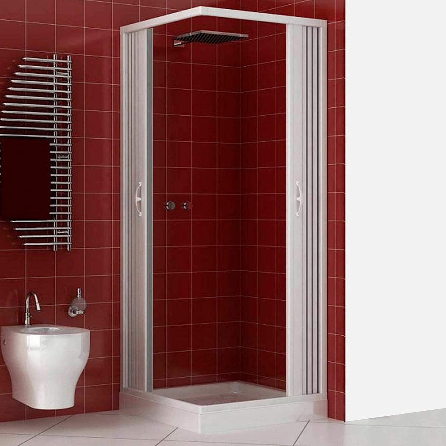 Box Doccia A Soffietto Angolare Riducibile Colore Bianco Pastello Modello Simply (70x70)