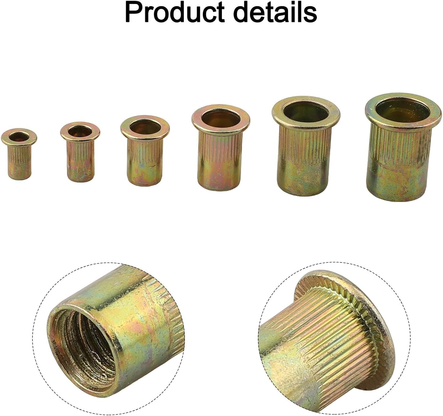 Zinc-Plated Head Vertical Rivet Nut Kit, 210pcs Metric Tubular Rivets Sheet & Pipe Fastening – 4mm to 12mm (6 Sizes), Resis