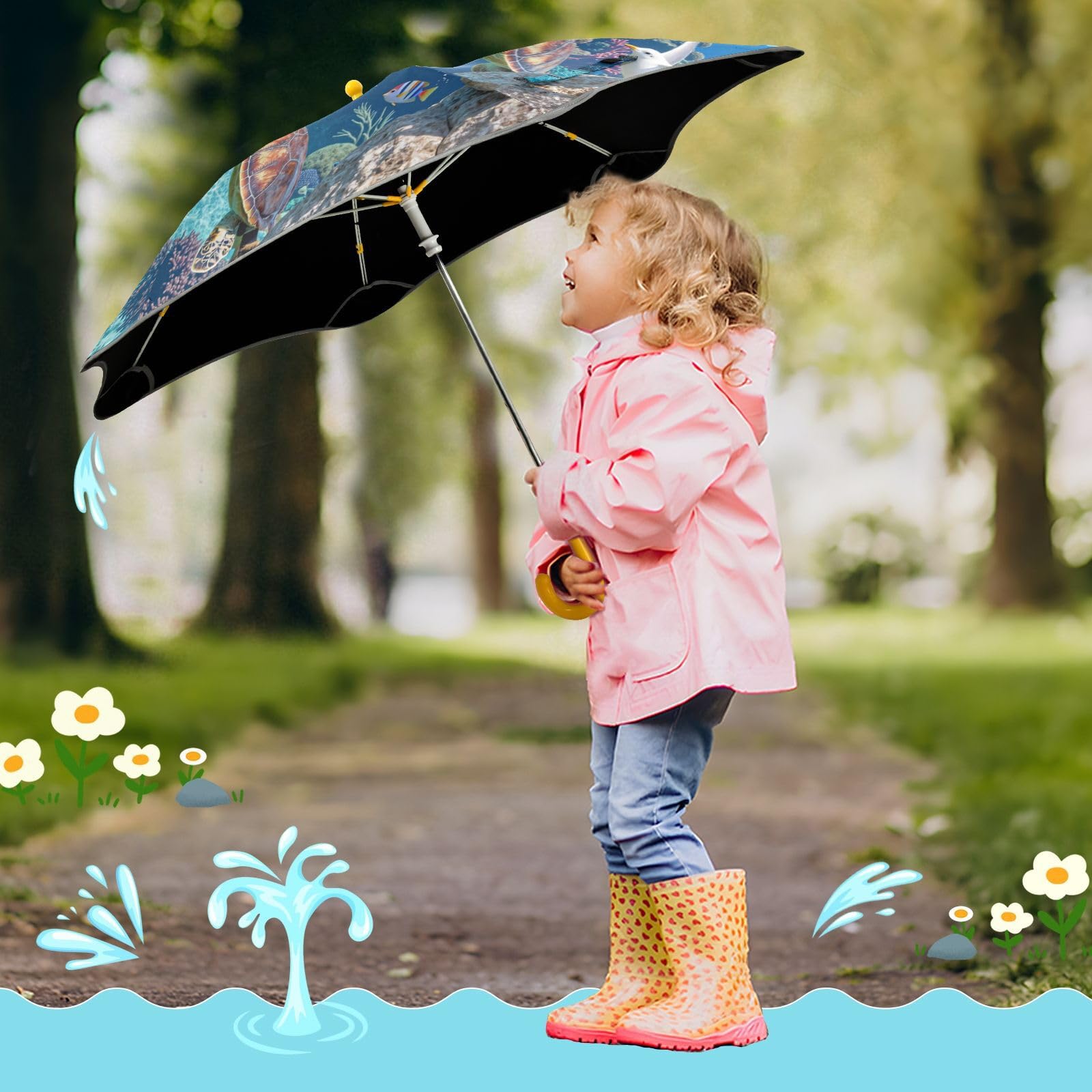 GuoChe Parapluie à poignée droite 6 baleines en aluminium et fibre de verre