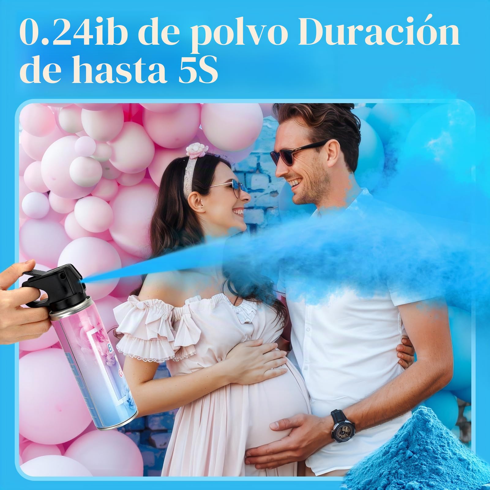Canon Confettis Gender Reveal- Azul, juego de 2 - con polvo de cánones de confeti biodegradables al 100% para revelación de fiesta de prenatal para anuncios de sexos bebé niño