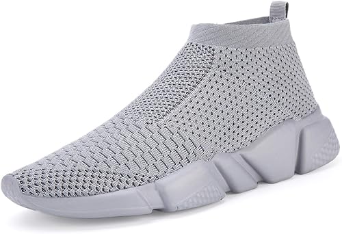 Santiro Mens Walking Shoes Breathable Knit Slip On Sneakers Lightweight Athletic Gym Shoes Casual Running Tennis Shoes