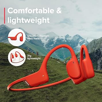 SUUNTO Sonic Open-Ear Bluetooth Bone Conduction Sports Headphone, Red