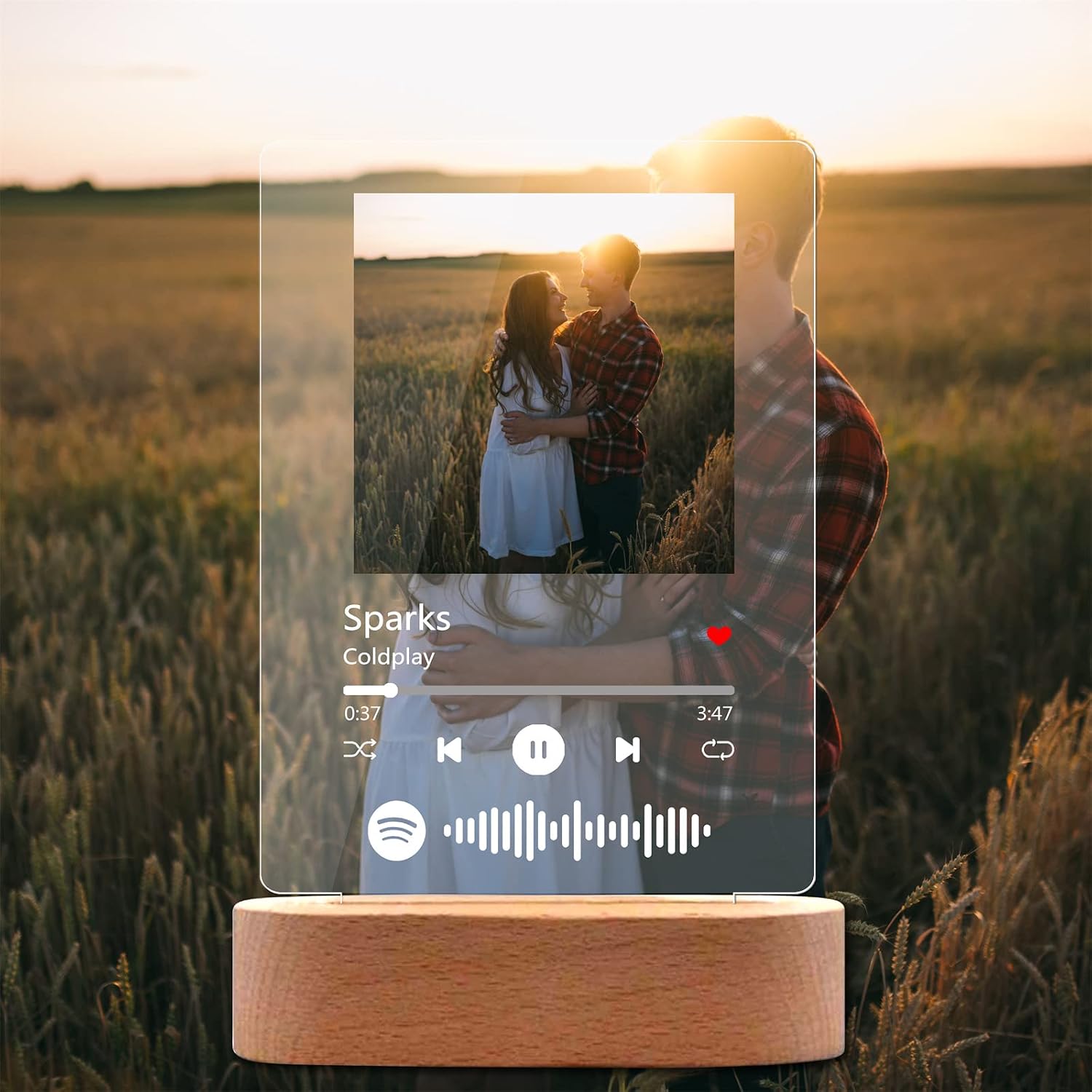 Personalized Acrylic Song with Photo - Custom Album Cover Spotify Music Plaque, Glass Art LED Night Light Gifts for Lover image 4
