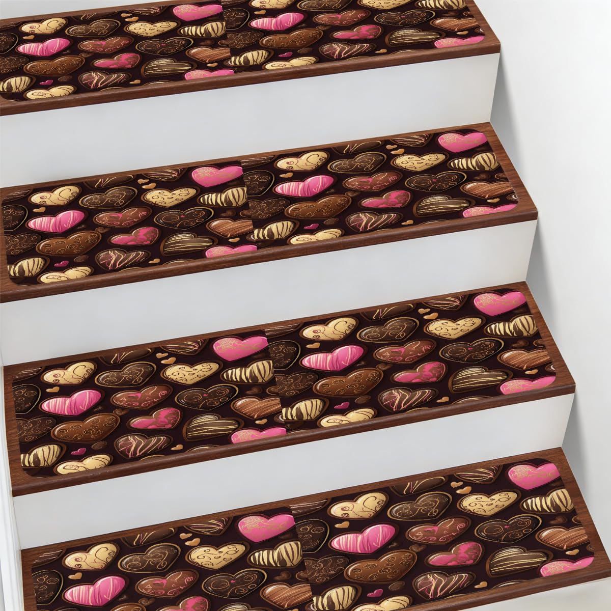 Protectores de escalera antideslizantes Mexpekil de 7.8x30" tapetes en forma de corazón