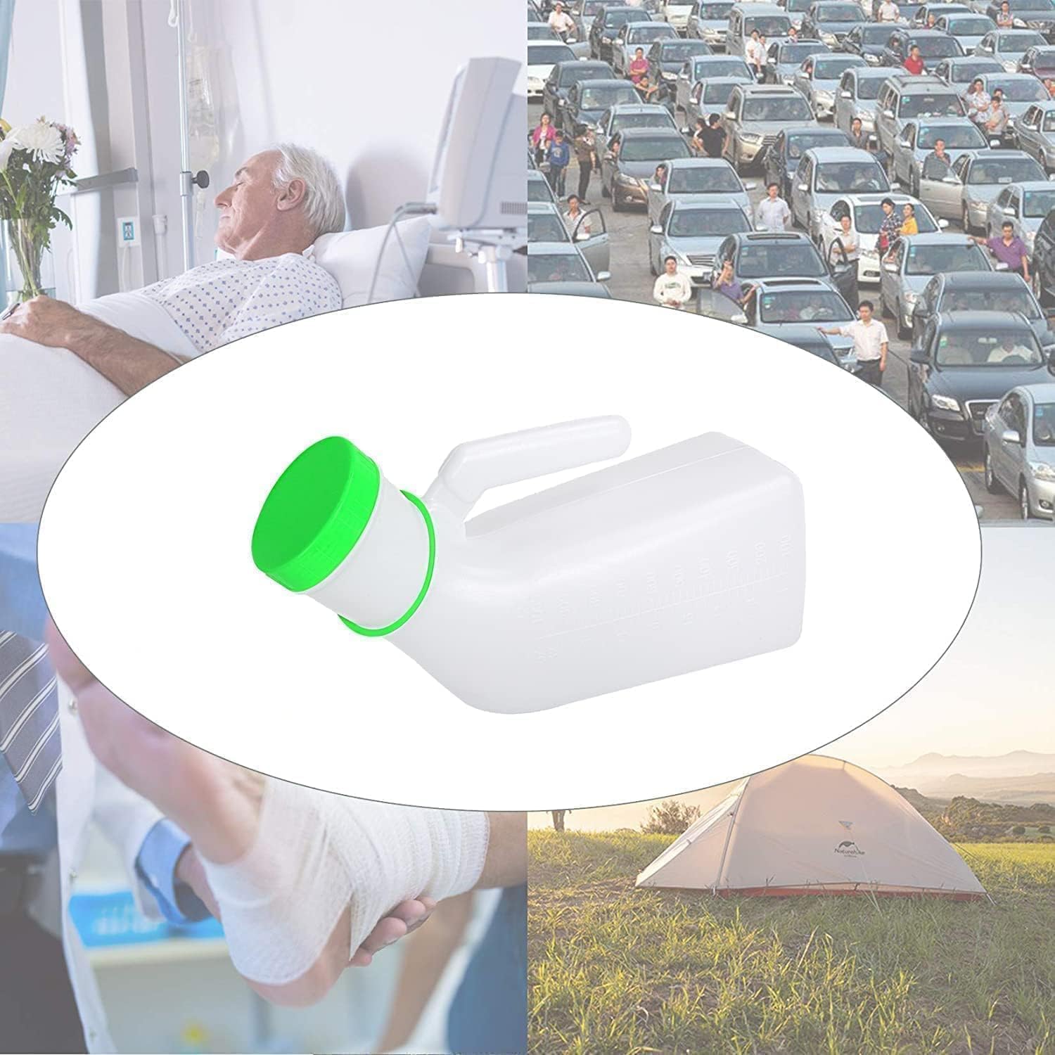 Nocnik, 2 sztuki pisuarów dla mężczyzn z pokrywką świecącą w ciemności(Green2PACK)