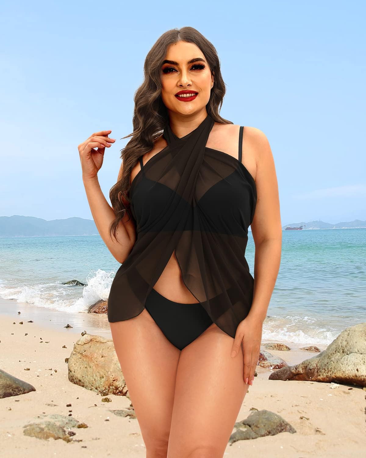 Pinup Fashion Plus Size Swimsuit Cover Ups Women Sarong Wraps Chiffon Beach Sheer Pareo