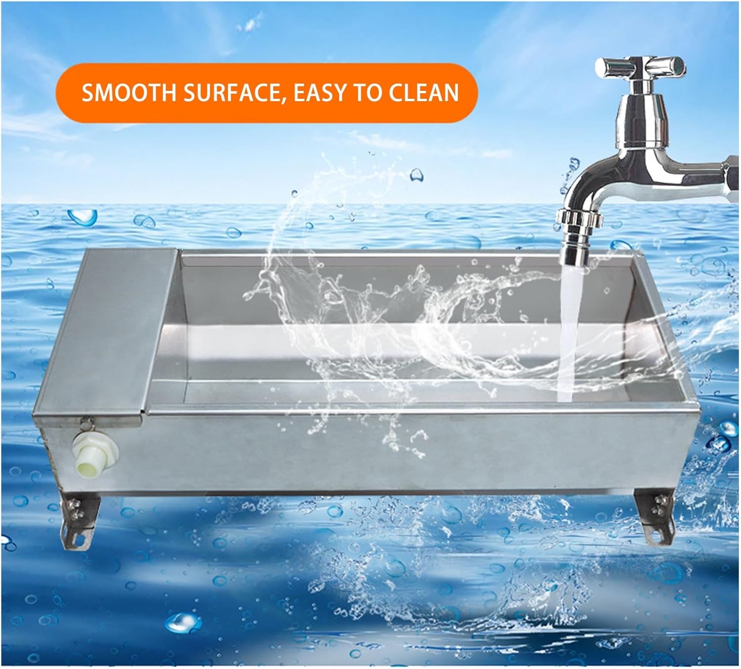 ステンレススチール製家畜用給水桶、フロートバルブとホース付き自動家畜用給水桶、7.5L 自動給水式動物用飲水ボウル 馬 ヤギ 豚 牛