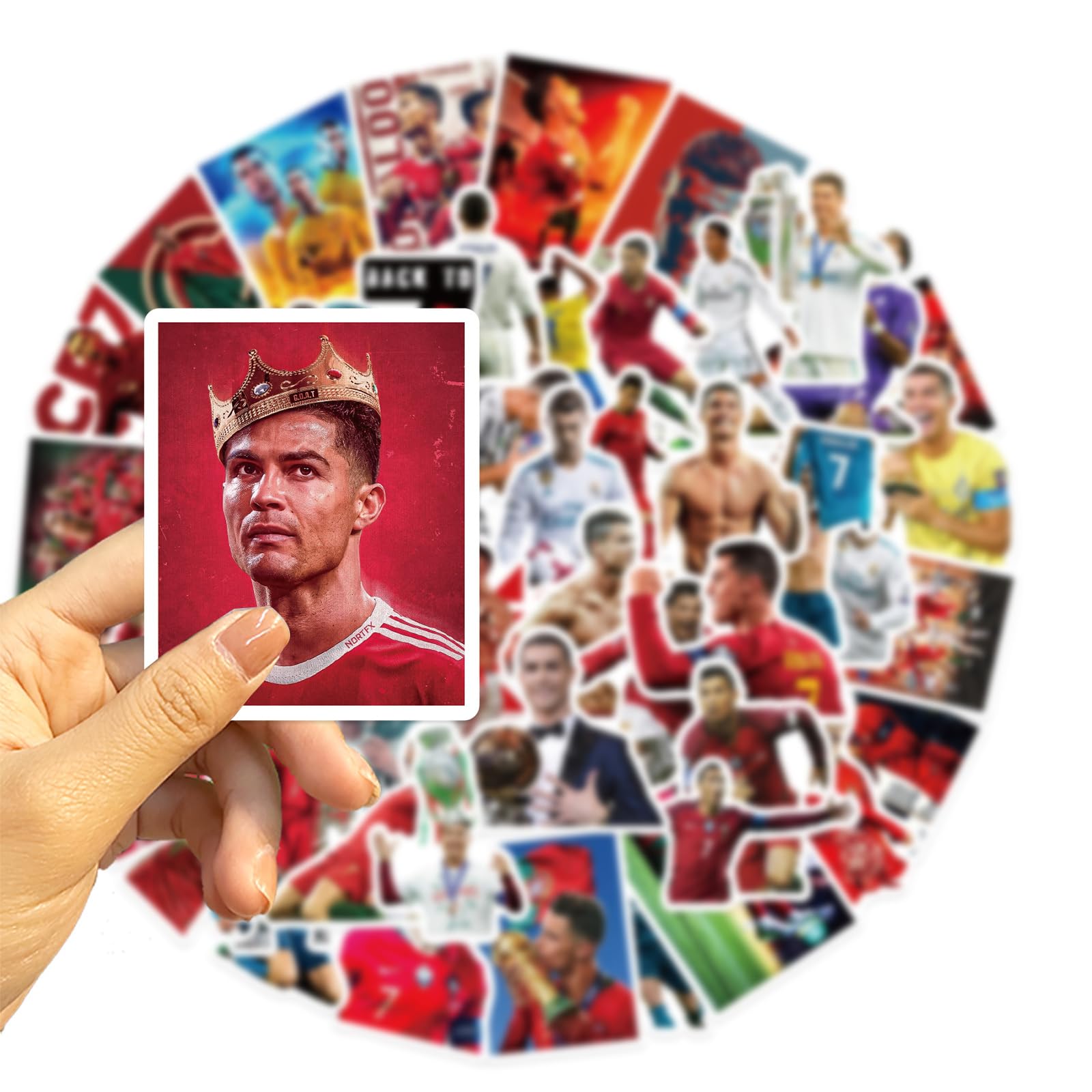 Autocollants Cristiano Ronaldo Vinyle Imperméables Lot de 50 Stickers Football
