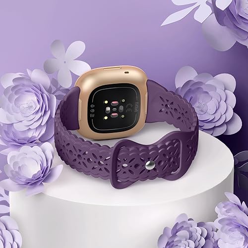 Miniatura 2 de Dirrelo Paquete de 4 correas de silicona de encaje compatibles con Fitbit SenseFitbit Versa 3 bandas mujeresFitbit Versa 4 bandasSense 2 bandas,