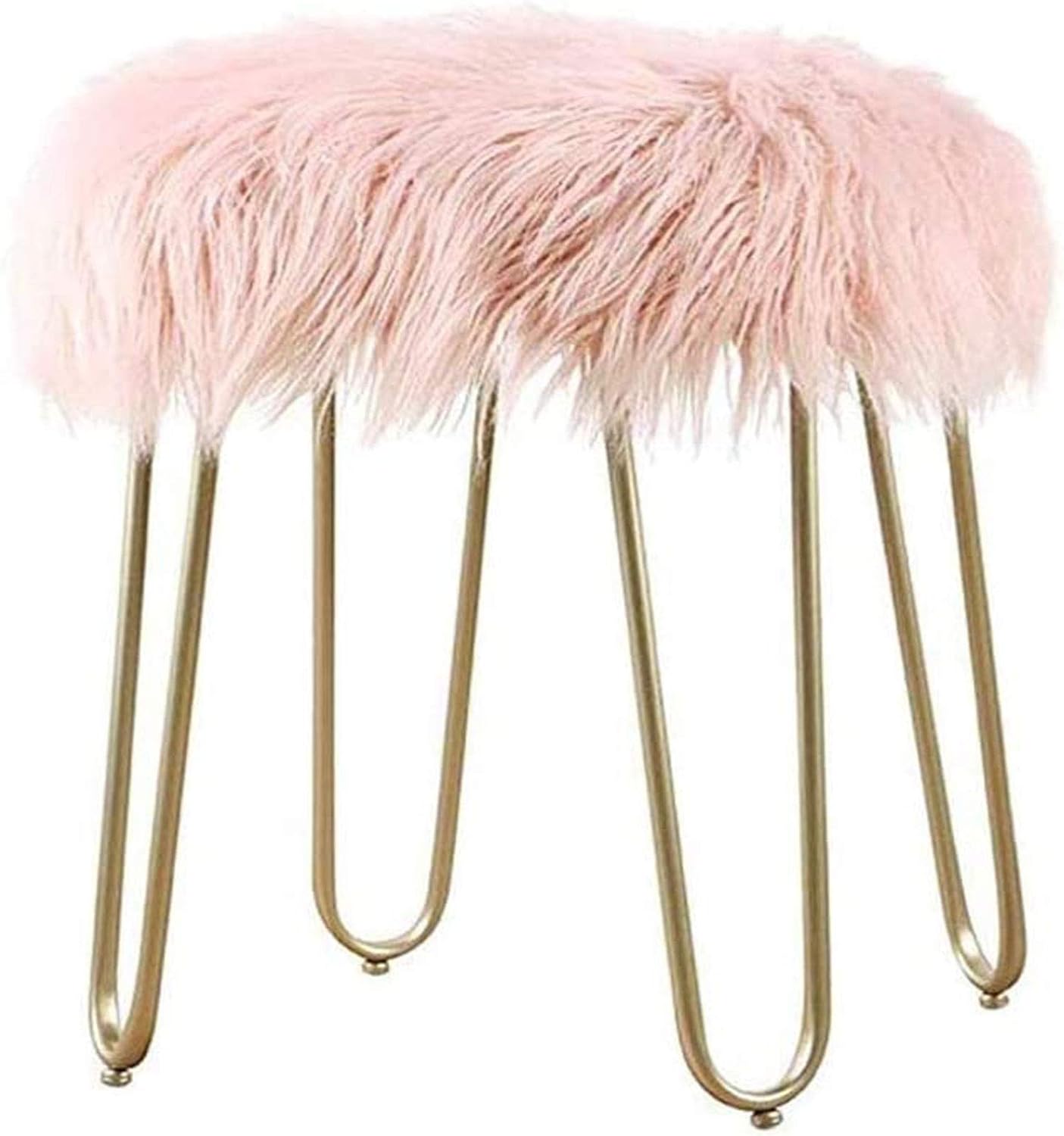 EHVYBDX Footstool Foot Stool Dressing Table Footrest Footstool, Nordic Fashion Long Hair Shoes Bench Bedroom, Pink