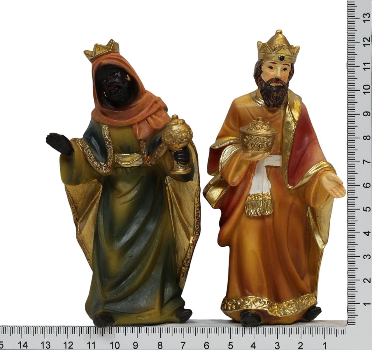 ZICOM Krippenfiguren Miniaturfiguren Heilige DREI Könige Höhe 12,5cm (Caspar, Melchior und Balthasar) handbemalt Polyresin, Modellbau Puppenhaus