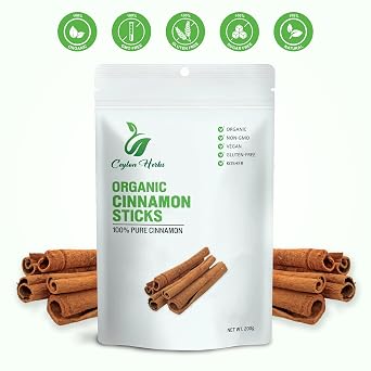 True Ceylon Cinnamon Sticks - 100% Pure, Organic, Non-GMO Authentic Ceylon Cinnamon for Teas, Cooking, and Baking