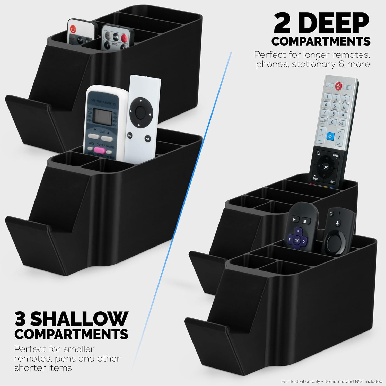 BRAINWAVZ Game Controller, Remote Control Holder & Pen Organizer, Ideal for Side Tables & Desktops (For 3 to 5 Remotes, 1 Game Controller, Pens & Stationery)