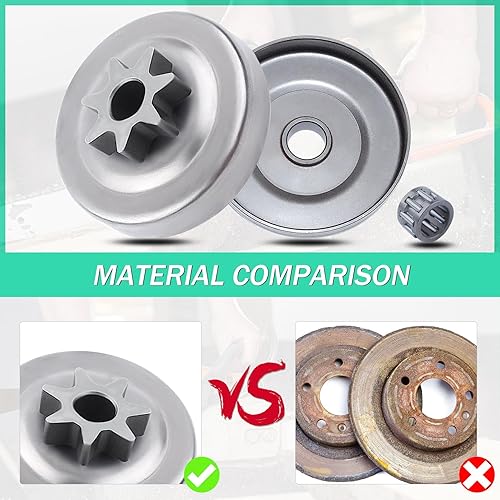 Miniatura 5 de Adefol Piñón recto para motosierra Echo CS-3000 CS-300 CS-301 CS-305 CS-306 CS-330 CS-306 CS-306, tambor de embrague + cojinete de aguja Reemplazar