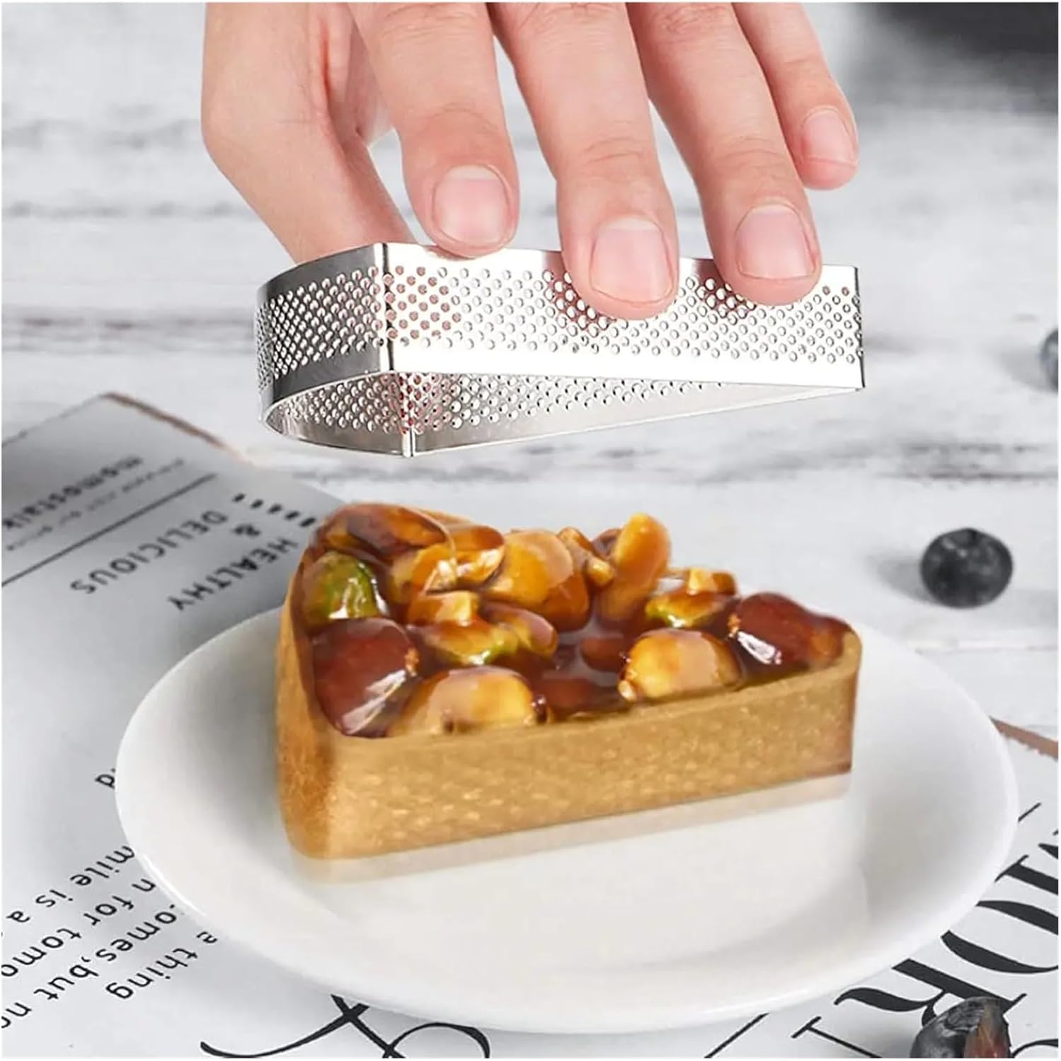 12PCS Stainless Steel Fan Shape Perforated Tart Rings for Baking Fruit Muffin Cookies Dessert Non Stick for DIY Baking Tool(7cm)